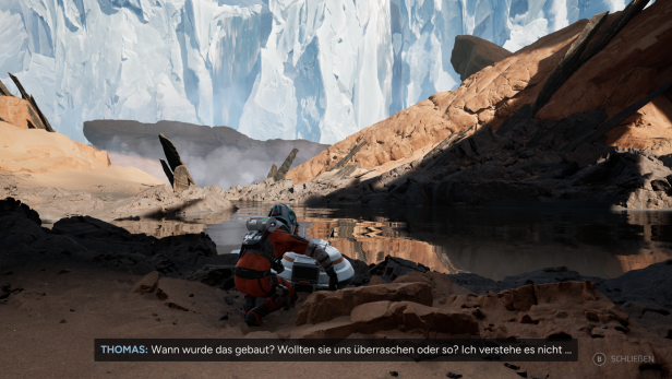 Thomas Cross findet ein Areal, das nicht mit Schnee bedeckt ist. Warum das so ist, findet er im Laufe des Spiels heraus