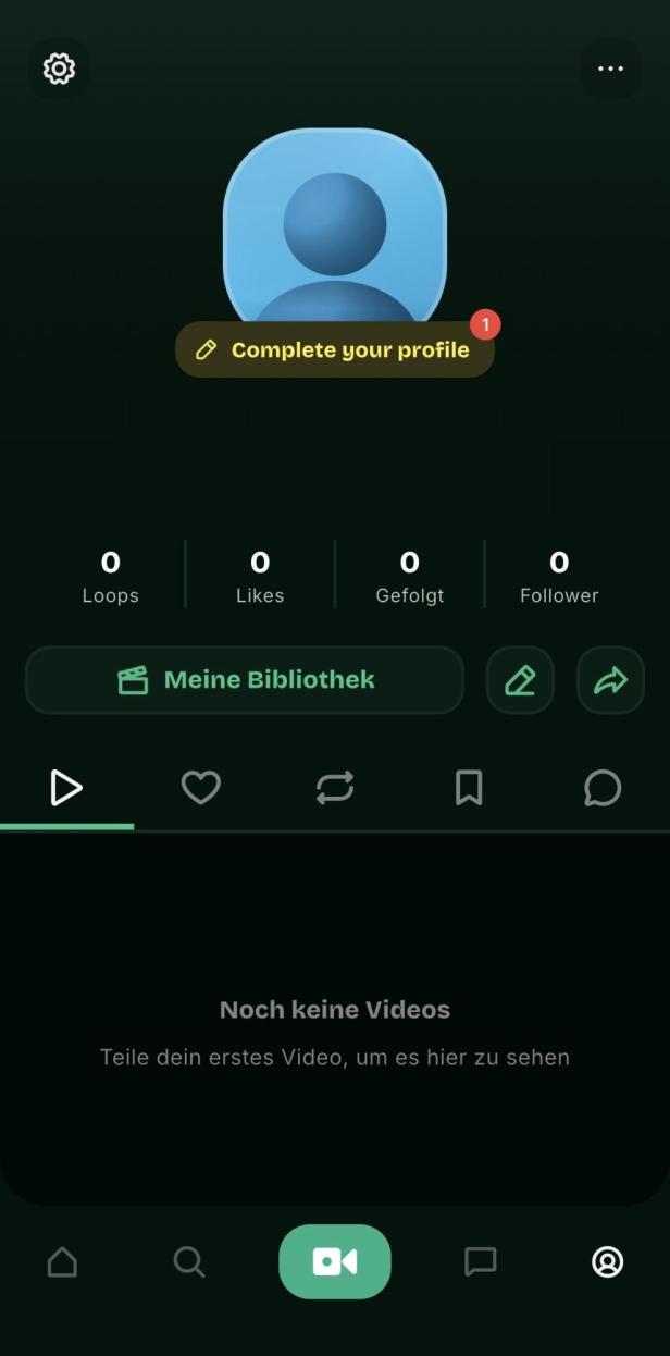 Profilseite der Divine-App mit Loops, Follower, Likes und eigenen Videos.