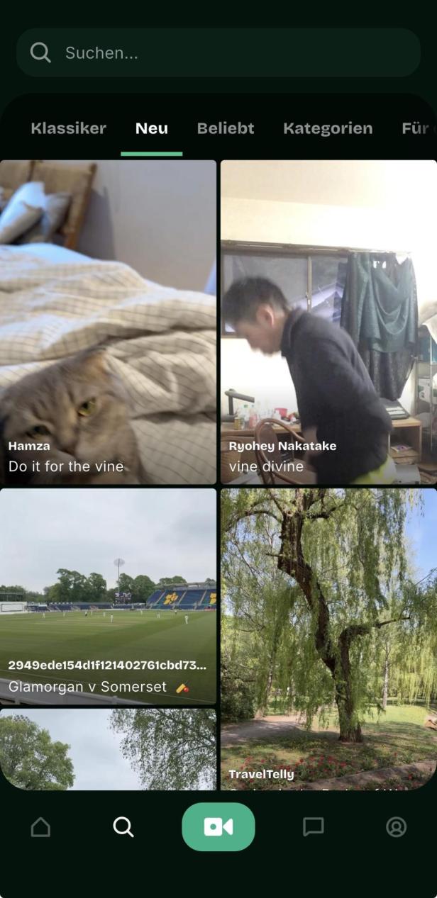 Kategorie Neu in der Divine-App mit neuen Videos.