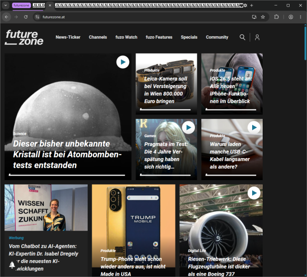 Im Chrome-Browser sind zahlreiche horizontale Tabs geöffnet, die die neue Funktion zur seitlichen Tab-Anordnung demonstrieren.