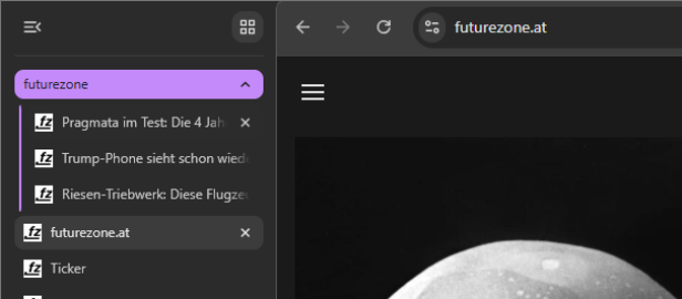 Google Chrome Screenshot zeigt viele geöffnete Tabs mit einer geöffneten Tabgruppe