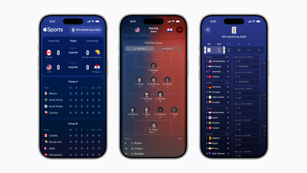 Screenshot von der Apple Sports-App