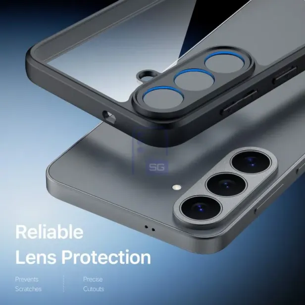 Das Rendering zeigt das Samsung Galaxy S26 FE mit flachen Seiten, seitlichen Tasten und mittig platzierter Frontkamera.