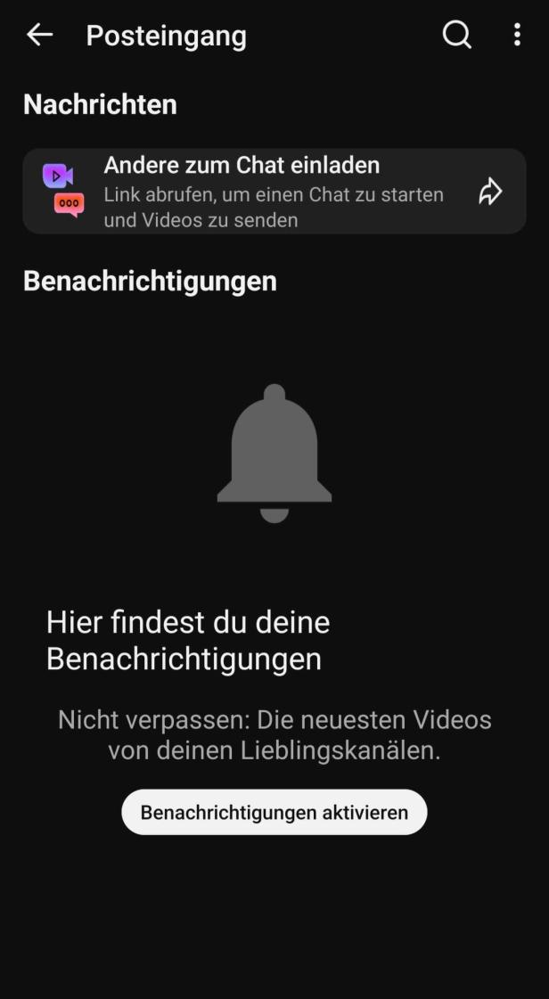 Teilen-Menü der YouTube-App mit Option, andere zum Chat einzuladen, und weiteren Apps.