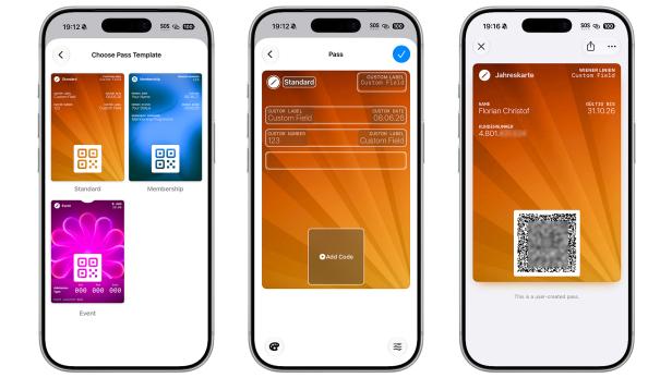 iOS 27 Beta: In der Wallet-App kann man sich nun selber Karten mit Barcode und QR-Code erstellen. 