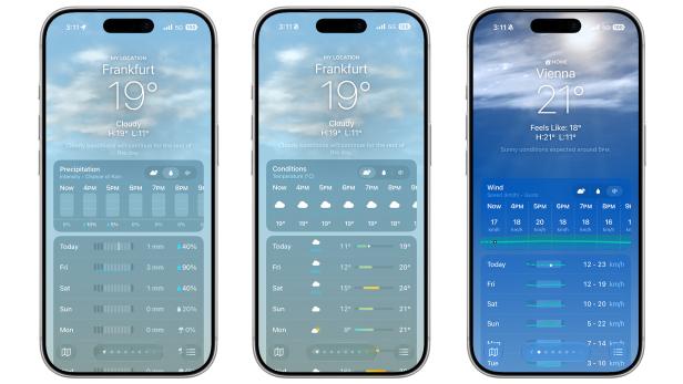 iOS 27 Beta: Die Wetter-App bringt nun mehr Infos auf einen Blick. 