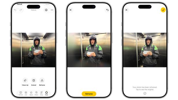 iOS 27 Beta: Reframe funktioniert weitgehend, ist aber noch ein bisschen ausbaufähig.
