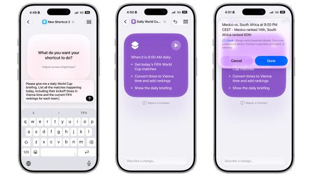 iOS 27 Beta: Shortcuts lassen sich nun in natürlicher Sprache beschreiben. 