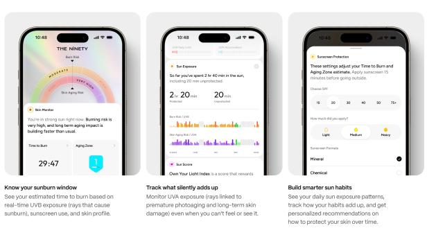 Die App wertet die Daten der Halskette auf und gibt Tipps, wie man sich vor zu starker Strahlung schützen kann