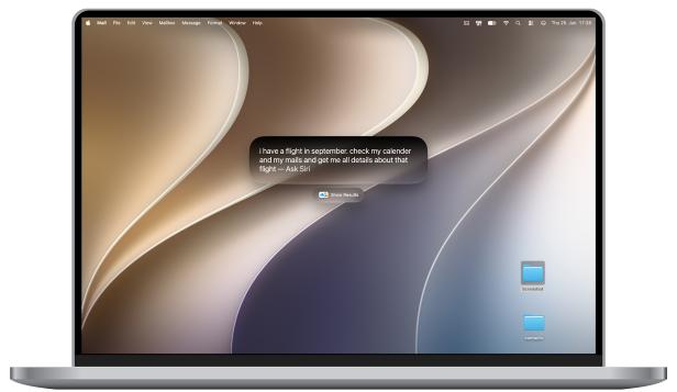Siri AI kann Kalender und Mails durchsuchen.
