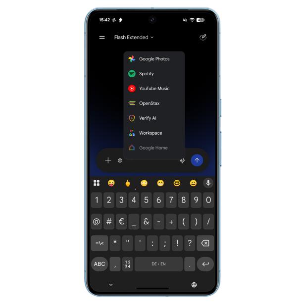 Gemini ist an mehrere externe Apps angebunden.
