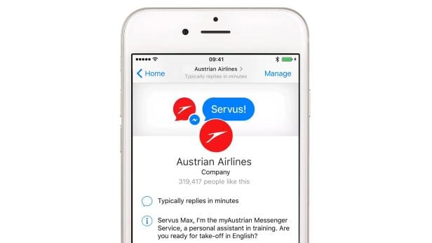Der Chatbot myAustrian Messenger Service übernimmt ab Freitag die Kommunikation auf Facebook