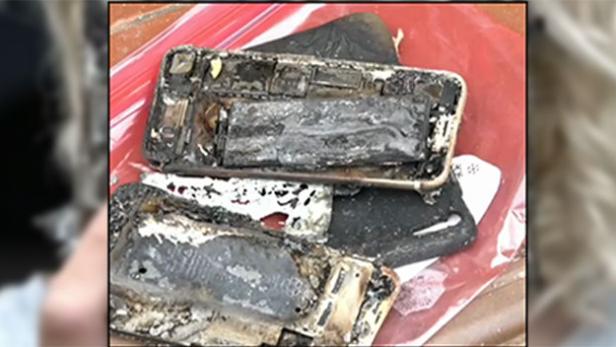 Die Überreste des iPhone 7, das angeblich zu brennen begonnen hat
