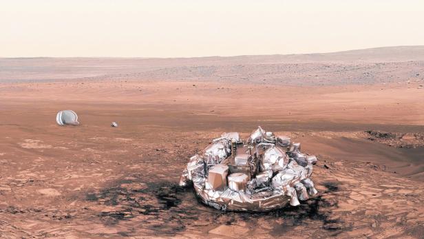 Das Landegerät Schiaparelli ist nicht sanft gelandet, sondern als Krater in der Mars-Landschaft verendet