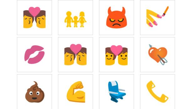 Zu den neuen Emojis gehören küssende Pärchen und ein Kackhaufen mit Gesicht