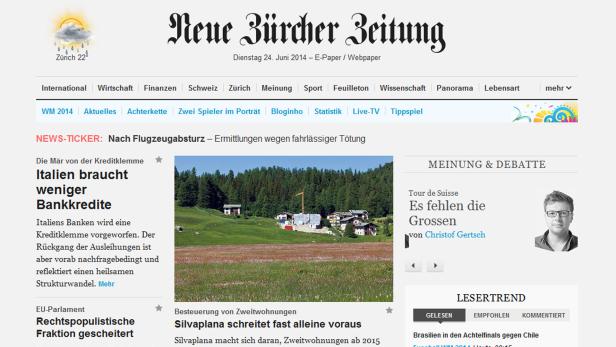 Homepage der Neuen Zürcher Zeitung