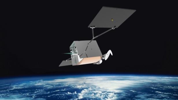 Einer der kleinen OneWeb-Satelliten von Airbus in einer grafischen Darstellung