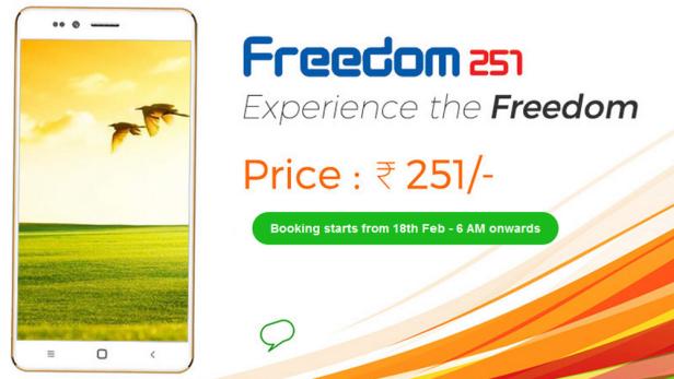 Das indische Smartphone Freedom 251 kostet 251 Rupien, umgerechnet 3,28 Euro