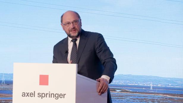 Martin Schulz bei der Verleihung des Innovationspreises „Axel Springer Award“ in Berlin