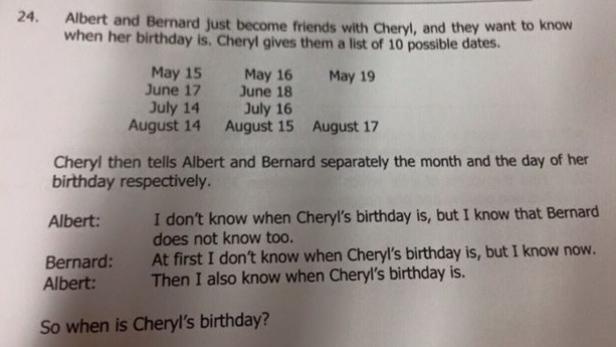 Das Logik-Rätsel rund um Cheryls Geburtstag