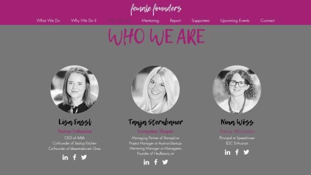 Die &quot;Female Founders&quot; Lisa-Marie Fassl, Tanja Sternbauer und Nina Wöss wollen weibliche Start-ups fördern