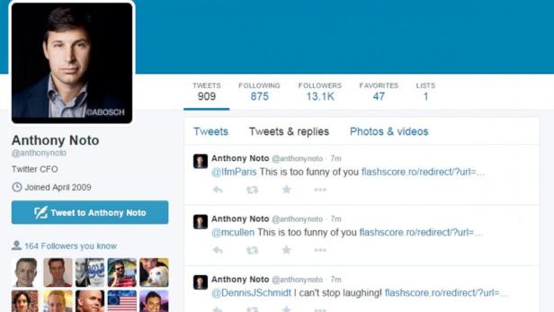 Das gehackte Twitter-Profil von Twitter CFO Anthony Noto