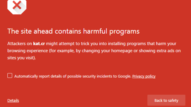 So sieht die Blockade im Chrome-Browser aus.