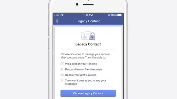 Facebook führt die Funktion &quot;Legacy Contact&quot; ein, damit ein Social-Network-Freund das Profil einer verstorbenen Person managen kann