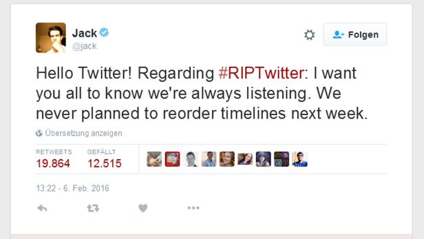 Doch kein #RIPTwitter? Gründer Jack Dorsey versucht, die Gemüter zu beruhigen