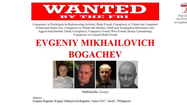 Das Kopfgeld-Poster des FBI für Jewgeni Michailowitsch Bogatschew