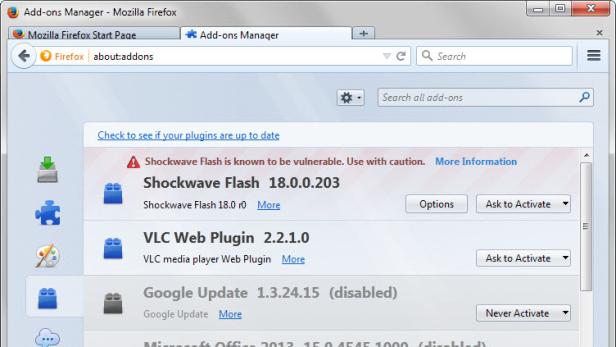 Mozilla setzt Flash auf die Blockliste von Firefox
