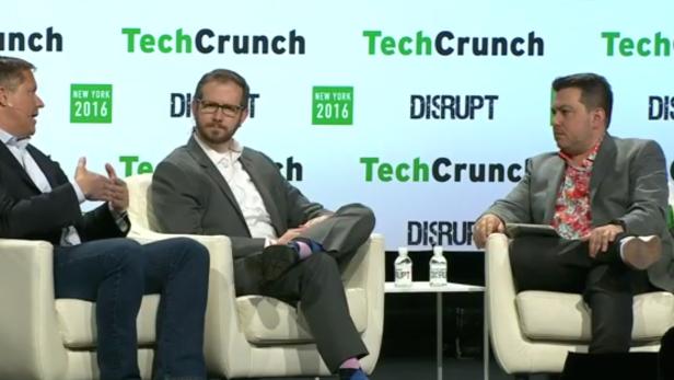 Marten Mickos (HackerOne) und Nate Cardozo (EFF) auf der Techcrunch Disrupt NY
