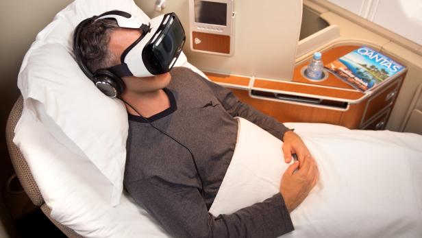 Samsung Gear VR in der First Class von Qantas Airways