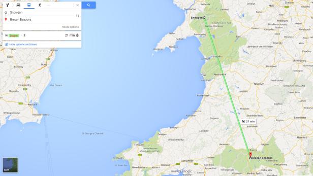 Diese Strecke innerhalb von Wales kann man mit einem Drachen in nur 21 Minuten zurücklegen