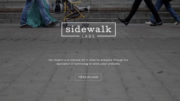 Die Homepage von Sidewalk Labs ist noch ziemlich leer