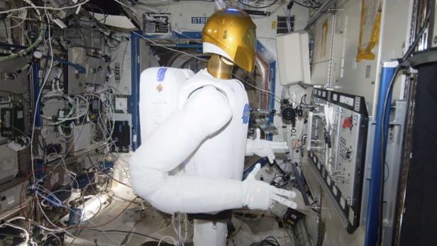 Robonaut in seinem derzeitigen - beinlosen - Zustand an Bord der ISS