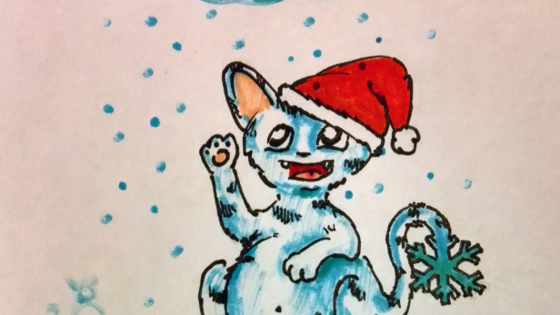 Hier ein Bildchen Jessica Pichlers Graf Katzula-Pokémon im Weihnachtsstil. Es kann Gesang (Weihnachtslieder zum Einschläfern), Weißnebel, Hagelsturm und natürlich Pulverschnee (die Attacke wird dann am 24. vorgeführt ... hoffentlich :D!)