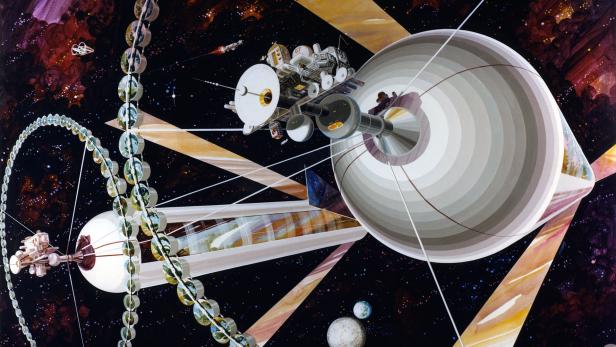 Im Auftrag der NASA fertigten Künstler zahlreiche Darstellungen zukünftiger Weltraumkolonien an