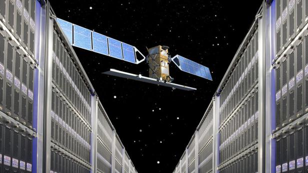 Der Sentinel-Satellit und der VSC-Supercomputer.