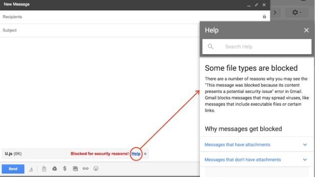 Diese Meldung erscheint künftig, wenn man Javascript-Anhänge in Gmail öffnen will