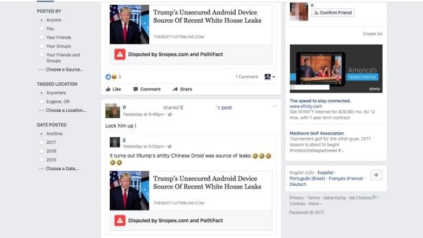 Facebook beginnt mit der Vergabe von &quot;Disputed&quot;-Tags für Fake-News