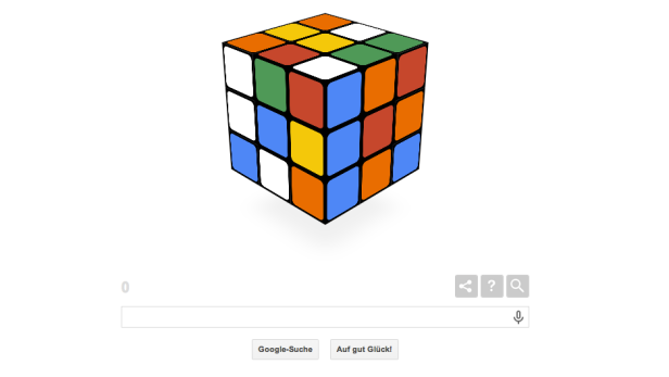 Google Doodle zu 40 Jahre Zauberwürfel