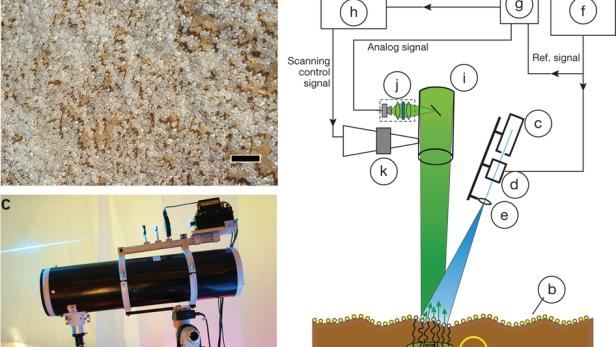 Kügelchen mit Bakterien und der Laser