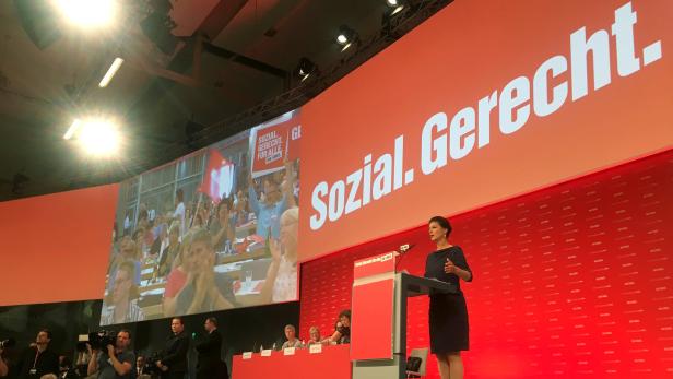 Sarah Wagenknecht, Spitzenkandidatin der Linkspartei am Parteitag in Hannover