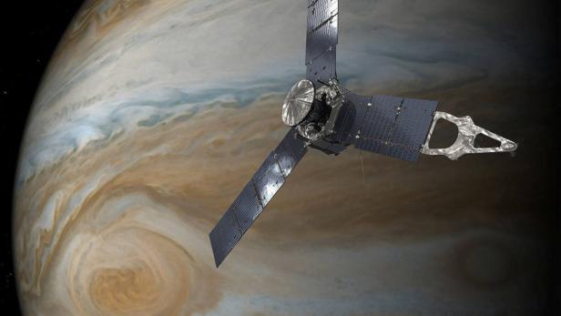 NASA-Illustration von Juno über dem Jupiter