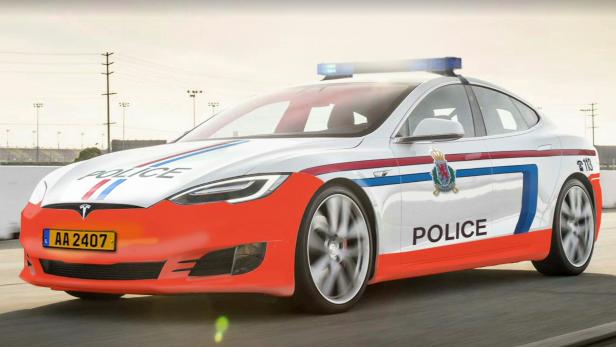 So könnte das Model S in der Version &quot;Polizei Luxemburg&quot; aussehen (Bildmontage RTL)