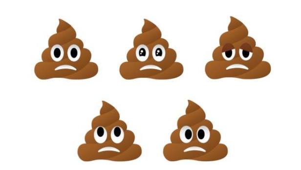 Verschiedene Darstellungen eines Unicode-Vorschlags für ein düster dreinblickendes Kackhaufen-Emoji