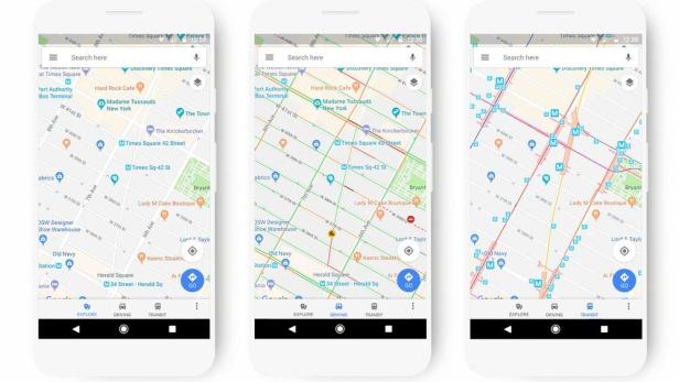 Die neuen Google-Maps-Ansichten für Entdecker, Autofahrer und Öffi-Nutzer