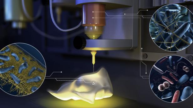 Mit einem neuen Verfahren kann Tinte mit lebenden Bakterien 3D-gedruckt werden