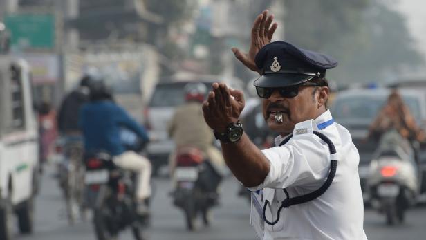 Ranjeet Singh an einer Kreuzung in Indore